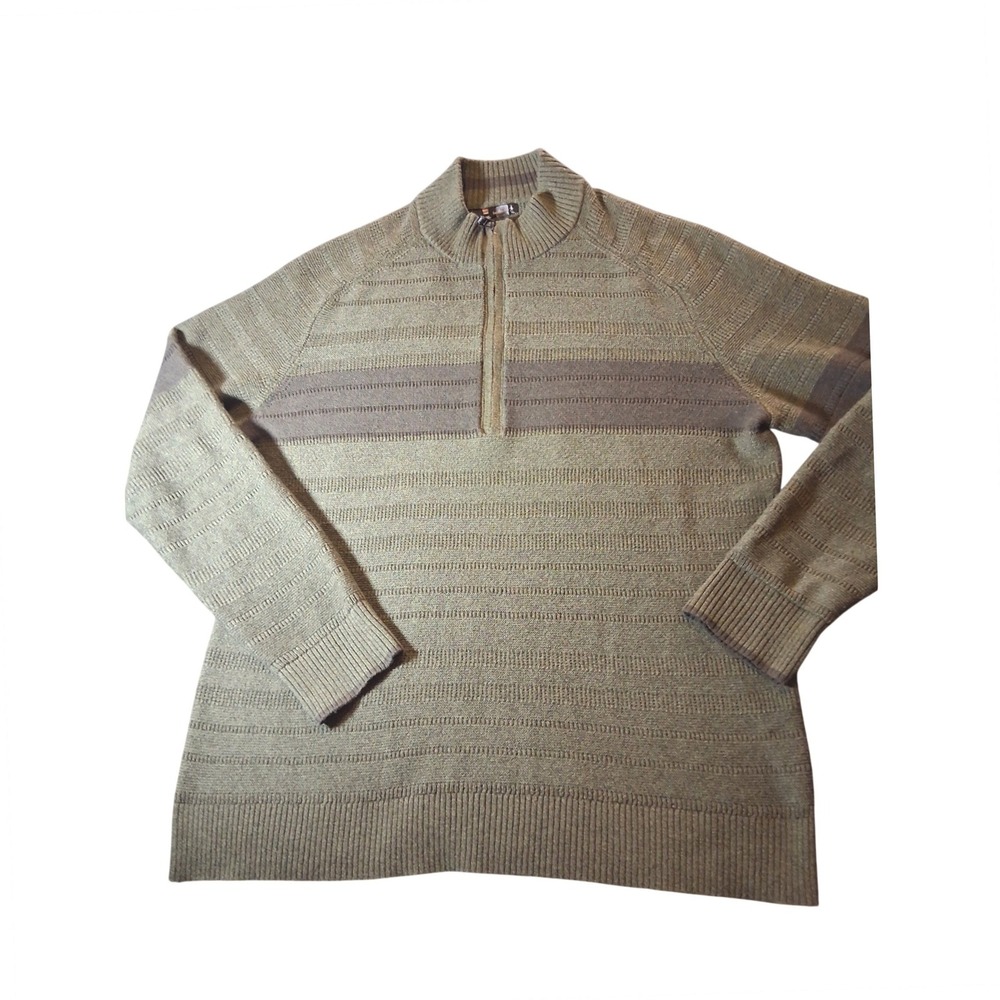 Smartwool Ripple Ridge Mens XL Wool Blend Quarter Zip Pullover Sweater Stripe